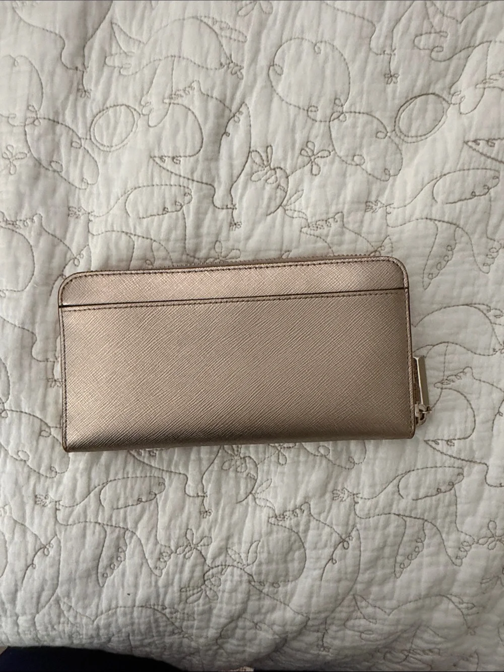 kate spade Metallic Blush Zip Around Wallet